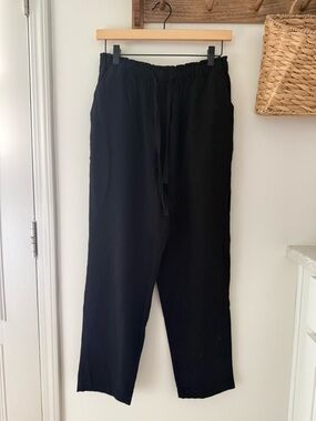 Black Womens Linen Blend Pants